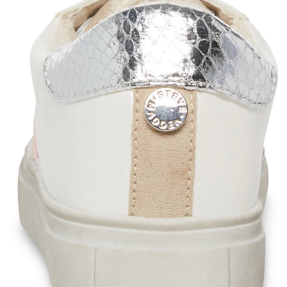 Steve Madden Kids' White and Pink Star Sneakers - Picture 3 of 9
